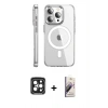 MARSİLYAN™- iPhone 15 Pro Max Kılıf Nova Doku - Siyah Bilvis 3D Mat Cam Ekran Koruyucu + Siyah PVD Metal Kamera Lens