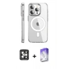 MARSİLYAN™- iPhone 15 Pro Max Kılıf Nova Doku - Siyah Bilvis 5in1 3D Magic Cam Ekran Koruyucu + PVD Metal Kamera Lens - GI
