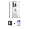 MARSİLYAN™- iPhone 15 Pro Max Kılıf Nova Doku - Siyah Bilvis 5in1 3D Magic Cam Ekran Koruyucu + PVD Metal Kamera Lens - SH