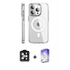 MARSİLYAN™- iPhone 15 Pro Max Kılıf Nova Doku - Siyah Bilvis 5in1 3D Magic Cam Ekran Koruyucu + PVD Metal Kamera Lens - TU