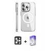 MARSİLYAN™- iPhone 15 Pro Max Kılıf Nova Doku - Siyah Bilvis 5in1 3D Magic Cam Ekran Koruyucu + PVD Metal Kamera Lens - LT
