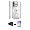 MARSİLYAN™- iPhone 15 Pro Max Kılıf Nova Doku - Siyah Bilvis 5in1 3D Magic Cam Ekran Koruyucu + Raze Metal Kamera Lens - SH