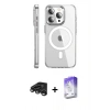 MARSİLYAN™- iPhone 15 Pro Max Kılıf Nova Doku - Siyah Bilvis 5in1 3D Magic Cam Ekran Koruyucu + Titanyum Gri Raze Metal Kamera Lens