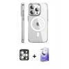 MARSİLYAN™- iPhone 15 Pro Max Kılıf Nova Doku - Siyah Bilvis 5in1 5D Magic Hayalet Cam Ekran Koruyucu + PVD Metal Kamera Lens - GS