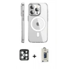 MARSİLYAN™- iPhone 15 Pro Max Kılıf Nova Doku - Siyah Bilvis Hayalet Cam Ekran Koruyucu + Lacivert PVD Metal Kamera Lens