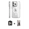 MARSİLYAN™- iPhone 15 Pro Max Kılıf Nova Doku - Siyah Bilvis Hayalet Cam Ekran Koruyucu + Turuncu PVD Metal Kamera Lens