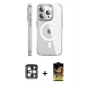 MARSİLYAN™- iPhone 15 Pro Max Kılıf Nova Doku - Siyah Buffer Cam Ekran Koruyucu + PVD Metal Kamera Lens - LT