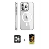 MARSİLYAN™- iPhone 15 Pro Max Kılıf Nova Doku - Siyah Buffer Cam Ekran Koruyucu + PVD Metal Kamera Lens - GI