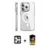 MARSİLYAN™- iPhone 15 Pro Max Kılıf Nova Doku - Siyah Buffer Cam Ekran Koruyucu + PVD Metal Kamera Lens - GS