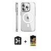 MARSİLYAN™- iPhone 15 Pro Max Kılıf Nova Doku - Siyah Buffer Cam Ekran Koruyucu + PVD Metal Kamera Lens - TU