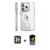 MARSİLYAN™- iPhone 15 Pro Max Kılıf Nova Doku - Siyah Buffer Hayalet Cam Ekran Koruyucu + PVD Metal Kamera Lens - GI