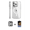 MARSİLYAN™- iPhone 15 Pro Max Kılıf Nova Doku - Siyah Buffer Hayalet Cam Ekran Koruyucu + PVD Metal Kamera Lens - GS