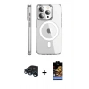 MARSİLYAN™- iPhone 15 Pro Max Kılıf Nova Doku - Siyah Buffer Hayalet Cam Ekran Koruyucu + Raze Metal Kamera Lens - LT