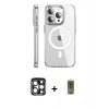 MARSİLYAN™- iPhone 15 Pro Max Kılıf Nova Doku - Siyah Joko Magic 5D Hayalet Cam + Lacivert PVD Metal Kamera Lens