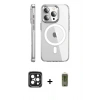 MARSİLYAN™- iPhone 15 Pro Max Kılıf Nova Doku - Siyah Joko Magic 5D Hayalet Cam + Siyah PVD Metal Kamera Lens