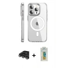 MARSİLYAN™- iPhone 15 Pro Max Kılıf Nova Doku - Siyah Polymer Nano Ekran Koruyucu + Titanyum Gri Raze Metal Kamera Lens