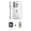 MARSİLYAN™- iPhone 15 Pro Max Kılıf Nova Doku - Siyah Polymer Nano Ekran Koruyucu + PVD Metal Kamera Lens - TU