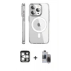 MARSİLYAN™- iPhone 15 Pro Max Kılıf Nova Doku - Siyah Vanessa Magic Hayalet Cam + PVD Metal Kamera Lens - GS
