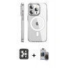 MARSİLYAN™- iPhone 15 Pro Max Kılıf Nova Doku - Siyah Vanessa Magic Hayalet Cam + PVD Metal Kamera Lens - GI