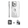MARSİLYAN™- iPhone 15 Pro Max Kılıf Nova Doku - Siyah Vanessa Magic Hayalet Cam + PVD Metal Kamera Lens - SH