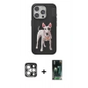 MARSİLYAN™- iPhone 15 Pro Max Kılıf Nova Form Koleksiyonu - Şeffaf 360 Full Body Arka Koruyucu + Gümüş PVD Metal Kamera Lens
