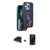 MARSİLYAN™- iPhone 15 Pro Max Kılıf Nova Form Koleksiyonu - Siyah 3D Antistatik Hayalet Cam Ekran Koruyucu + Raze Metal Kamera Lens - GS
