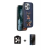 MARSİLYAN™- iPhone 15 Pro Max Kılıf Nova Form Koleksiyonu - Siyah 3D Antistatik Hayalet Cam Ekran Koruyucu + PVD Metal Kamera Lens - TU