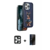 MARSİLYAN™- iPhone 15 Pro Max Kılıf Nova Form Koleksiyonu - Siyah 3D Antistatik Hayalet Cam Ekran Koruyucu + PVD Metal Kamera Lens - LT