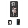 MARSİLYAN™- iPhone 15 Pro Max Kılıf Nova Form Koleksiyonu - Siyah 3D Antistatik Hayalet Cam Ekran Koruyucu + PVD Metal Kamera Lens - TU
