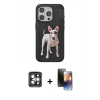 MARSİLYAN™- iPhone 15 Pro Max Kılıf Nova Form Koleksiyonu - Siyah 3D Antistatik Mat Seramik Nano Ekran Koruyucu + PVD Metal Kamera Lens - GI