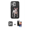 MARSİLYAN™- iPhone 15 Pro Max Kılıf Nova Form Koleksiyonu - Siyah 3D Antistatik Mat Seramik Nano Ekran Koruyucu + PVD Metal Kamera Lens - SH