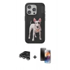 MARSİLYAN™- iPhone 15 Pro Max Kılıf Nova Form Koleksiyonu - Siyah 3D Antistatik Mat Seramik Nano Ekran Koruyucu + Raze Metal Kamera Lens - GS