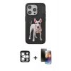 MARSİLYAN™- iPhone 15 Pro Max Kılıf Nova Form Koleksiyonu - Siyah 3D Antistatik Mat Seramik Nano Ekran Koruyucu + PVD Metal Kamera Lens - GS