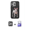 MARSİLYAN™- iPhone 15 Pro Max Kılıf Nova Form Koleksiyonu - Siyah Bilvis 5in1 5D Magic Hayalet Cam Ekran Koruyucu + PVD Metal Kamera Lens - SH