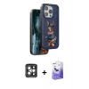 MARSİLYAN™- iPhone 15 Pro Max Kılıf Nova Form Koleksiyonu - Siyah Bilvis 5in1 5D Magic Hayalet Cam Ekran Koruyucu + PVD Metal Kamera Lens - GI
