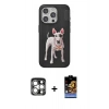 MARSİLYAN™- iPhone 15 Pro Max Kılıf Nova Form Koleksiyonu - Siyah Buffer Hayalet Cam Ekran Koruyucu + PVD Metal Kamera Lens - GS