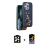MARSİLYAN™- iPhone 15 Pro Max Kılıf Nova Form Koleksiyonu - Siyah Buffer Hayalet Cam Ekran Koruyucu + Turuncu PVD Metal Kamera Lens