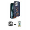 MARSİLYAN™- iPhone 15 Pro Max Kılıf Nova Form Koleksiyonu - Siyah Polymer Nano Ekran Koruyucu + Gri PVD Metal Kamera Lens