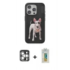 MARSİLYAN™- iPhone 15 Pro Max Kılıf Nova Form Koleksiyonu - Siyah Polymer Nano Ekran Koruyucu + PVD Metal Kamera Lens - GS