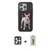 MARSİLYAN™- iPhone 15 Pro Max Kılıf Nova Form Koleksiyonu - Siyah Polymer Nano Ekran Koruyucu + PVD Metal Kamera Lens - LT
