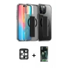 MARSİLYAN™- iPhone 15 Pro Max Kılıf Nova Işık Koleksiyonu - Şeffaf 360 Full Body Arka Koruyucu + Lacivert PVD Metal Kamera Lens