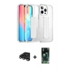 MARSİLYAN™- iPhone 15 Pro Max Kılıf Nova Işık Koleksiyonu - Şeffaf 360 Full Body Arka Koruyucu + Raze Metal Kamera Lens - TMGI