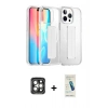 MARSİLYAN™- iPhone 15 Pro Max Kılıf Nova Işık Koleksiyonu - Şeffaf Pasifik Cam Ekran Koruyucu + PVD Metal Kamera Lens - GI