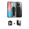 MARSİLYAN™- iPhone 15 Pro Max Kılıf Nova Işık Koleksiyonu - Siyah 3D Antistatik Mat Seramik Nano Ekran Koruyucu + PVD Metal Kamera Lens - TU