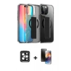 MARSİLYAN™- iPhone 15 Pro Max Kılıf Nova Işık Koleksiyonu - Siyah 3D Antistatik Mat Seramik Nano Ekran Koruyucu + PVD Metal Kamera Lens - SH