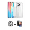 MARSİLYAN™- iPhone 15 Pro Max Kılıf Nova Işık Koleksiyonu - Siyah 3D Antistatik Mat Seramik Nano Ekran Koruyucu + PVD Metal Kamera Lens - GS