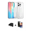 MARSİLYAN™- iPhone 15 Pro Max Kılıf Nova Işık Koleksiyonu - Siyah 3D Antistatik Mat Seramik Nano Ekran Koruyucu + Raze Metal Kamera Lens - SH