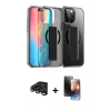 MARSİLYAN™- iPhone 15 Pro Max Kılıf Nova Işık Koleksiyonu - Siyah 3D Antistatik Mat Seramik Nano Ekran Koruyucu + Raze Metal Kamera Lens - LT