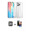 MARSİLYAN™- iPhone 15 Pro Max Kılıf Nova Işık Koleksiyonu - Siyah 3D Antistatik Mat Seramik Nano Ekran Koruyucu + PVD Metal Kamera Lens - GI