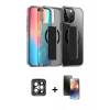 MARSİLYAN™- iPhone 15 Pro Max Kılıf Nova Işık Koleksiyonu - Siyah 3D Antistatik Mat Seramik Nano Ekran Koruyucu + PVD Metal Kamera Lens - GI